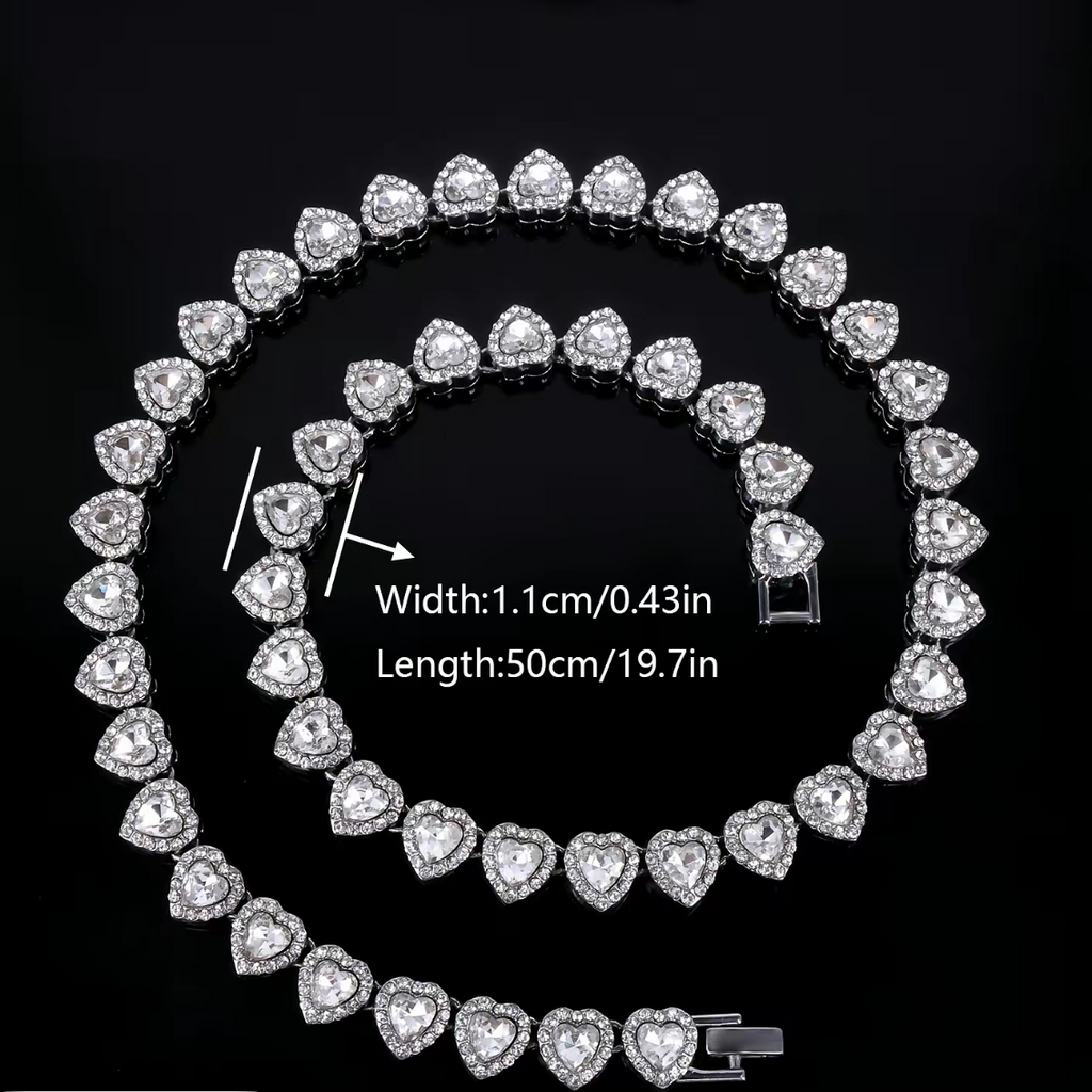 LoveDiamond Cut CZ Tennis Necklace Mens Womens Iced Bling Gemstone Chain Collar