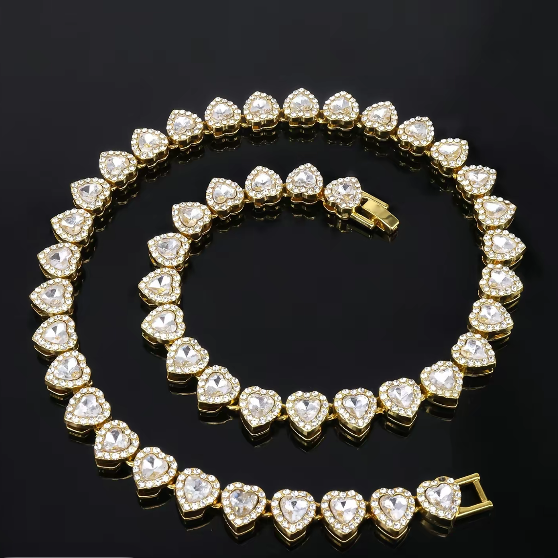 LoveDiamond Cut CZ Tennis Necklace Mens Womens Iced Bling Gemstone Chain Collar